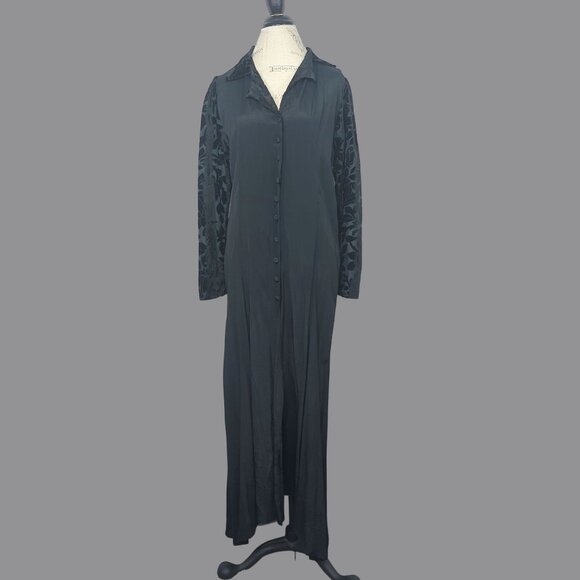 Vintage Sterling Maxi Dress Large Black Goth Kaftan - Picture 1 of 8